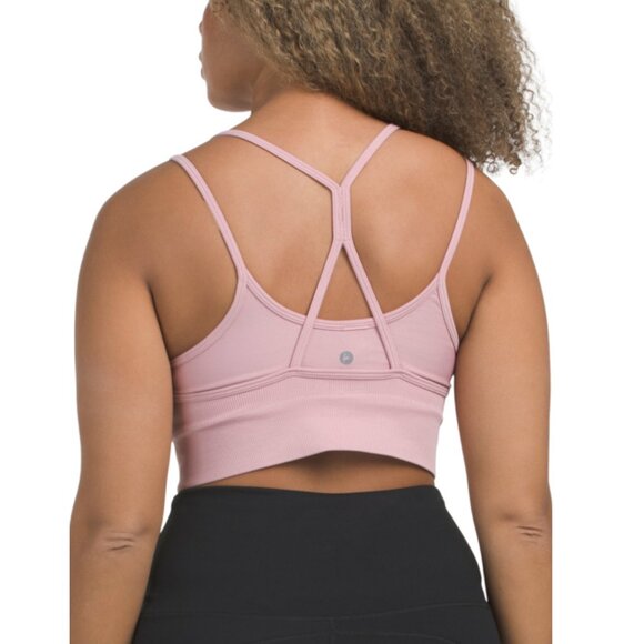 90 DEGREE BY REFLEX White Ribbed Seamless Lively Double Layer Bra - Picture 2 of 2